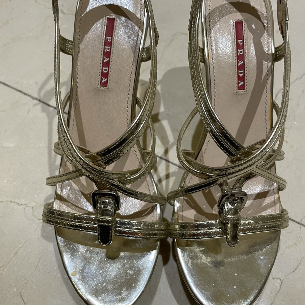 Prada gold heels